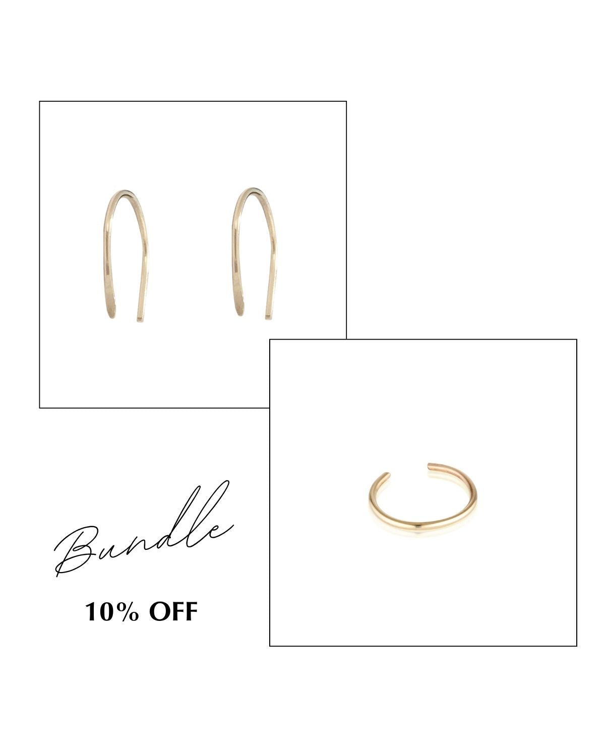 Arc Earrings &amp; Fine Ear Cuff Set